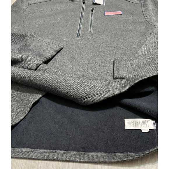 Vineyard Vines Sweater Fleece 1/4 zip Charcoal gray sweatshirt NWT Men's L Large - Picture 5 of 8